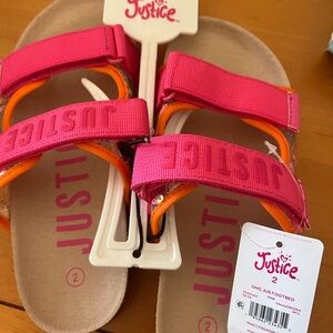 NEW with tags- Justice Bright Coral Sandals Girls size 2